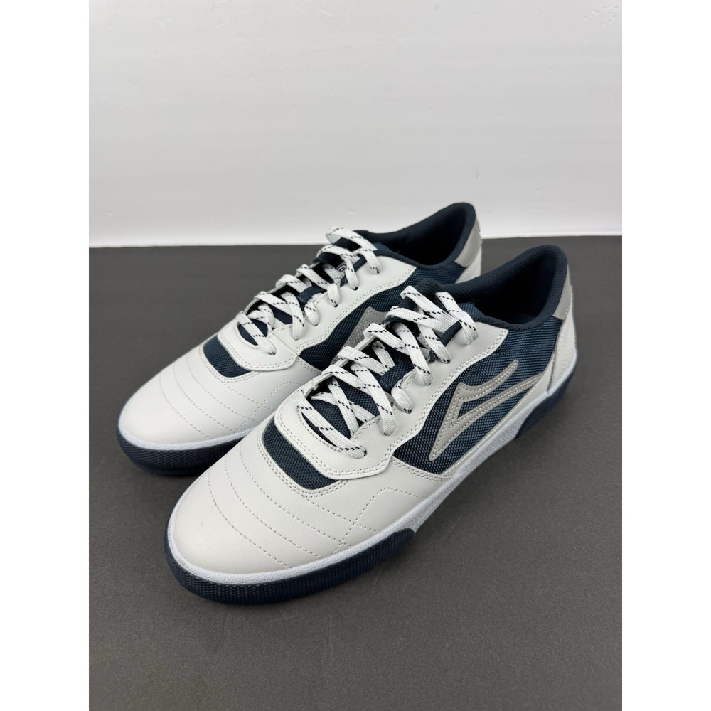 Lakai Cambridge Skater Shoes 10 Mens White Blue Lace Up Leather Sneaker NEW